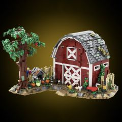 MOC-151980 Country cabin Red barn, farm cabin