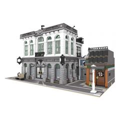 MOC-10811 Brick Bank with Coffee Shop building blocks kit with compatible bricks(Only 1 left in stock)